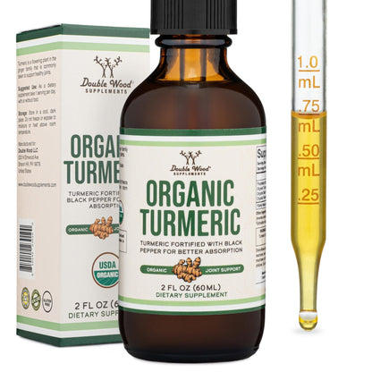 Turmeric Curcumin with Black Pepper Drops - Organic Turmeric Supplement Drops 1,180mg - 2FL OZ, 60 Servings (with Black Pepper Seed, Ginger, Rosemary, and Sage) - Maple Wellness Supplements