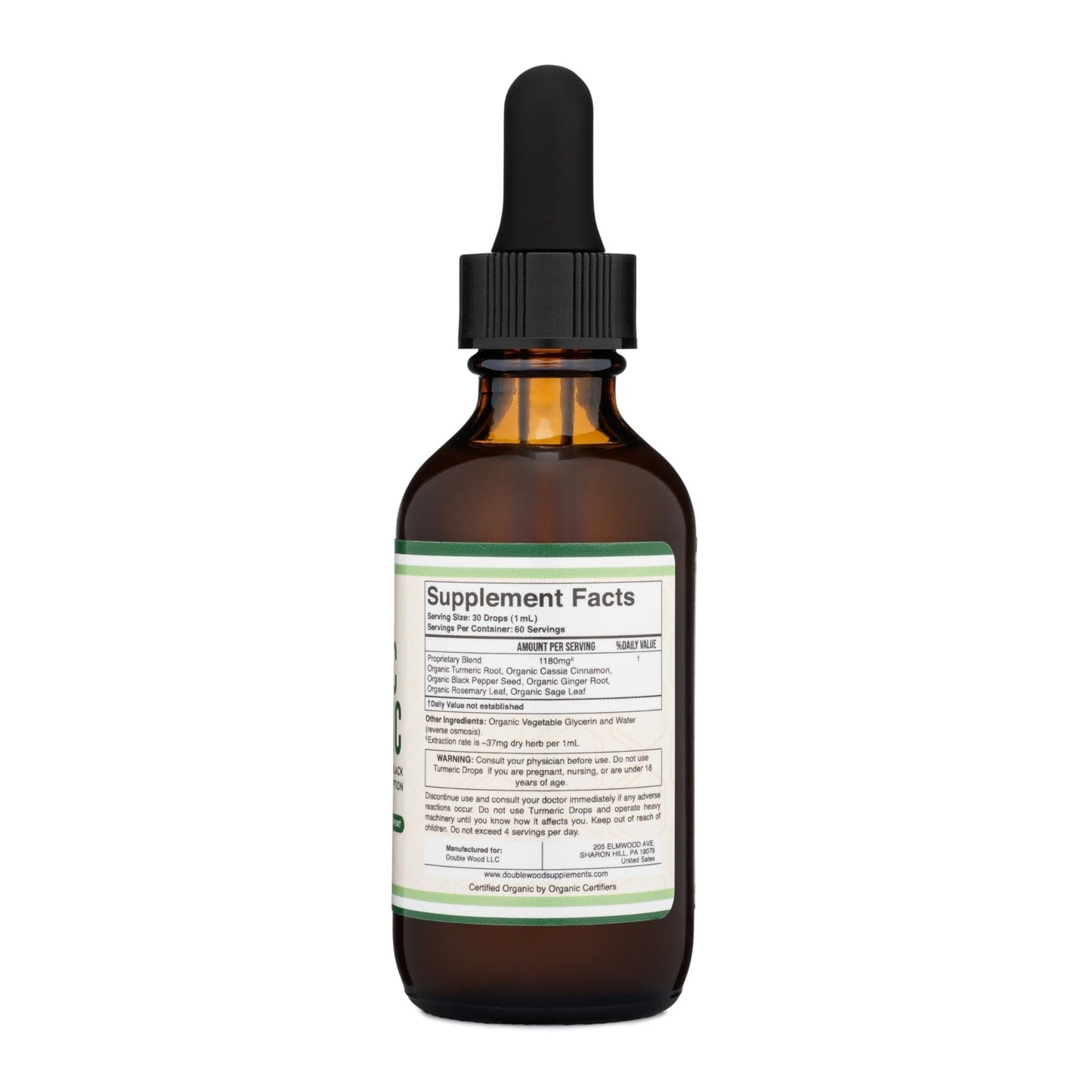Turmeric Curcumin with Black Pepper Drops - Organic Turmeric Supplement Drops 1,180mg - 2FL OZ, 60 Servings (with Black Pepper Seed, Ginger, Rosemary, and Sage) - Maple Wellness Supplements