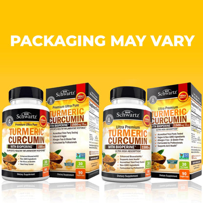 Turmeric Curcumin with Black Pepper Extract 1500mg - High Absorption Ultra Potent Turmeric Supplement with 95% Curcuminoids and BioPerine - Maple Wellness Supplements