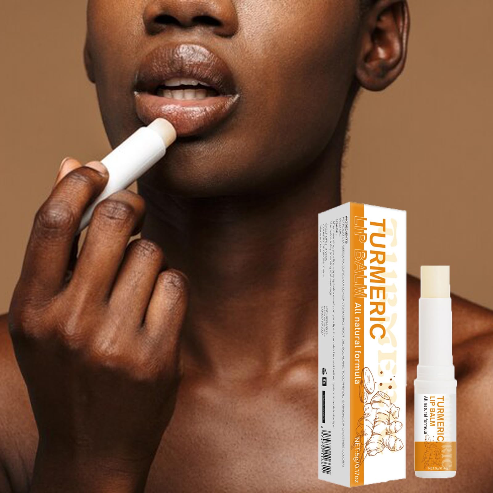 Turmeric Lip Balm for Smokers With Root Oil - Brightening for Dark Lips, Long-Lasting Moisturizer for Dry - Maple Wellness Supplements