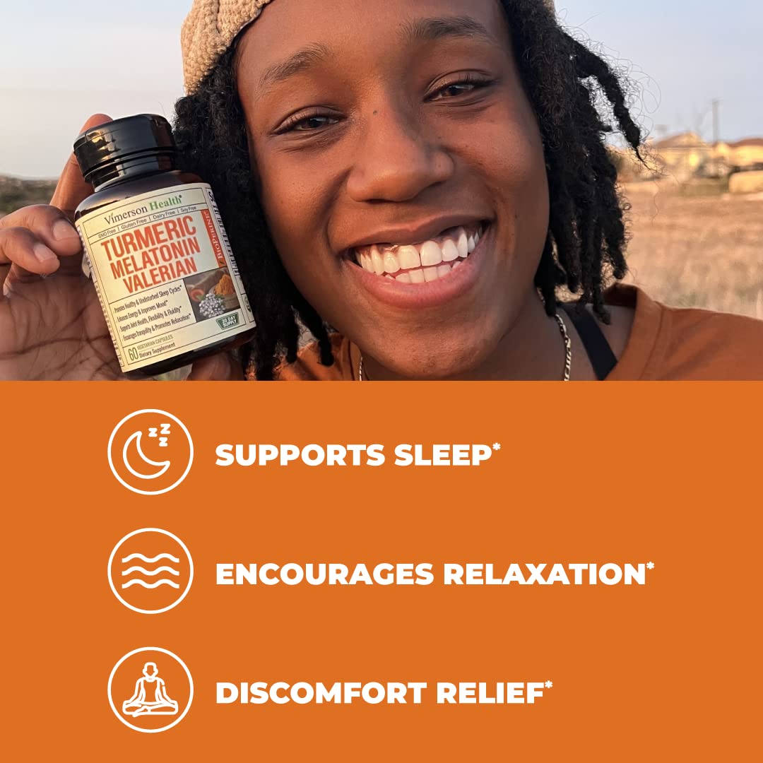 Turmeric, Melatonin & Valerian Root Sleep Aid Supplement. Natural Sleep Aid for Adults - Maple Wellness Supplements