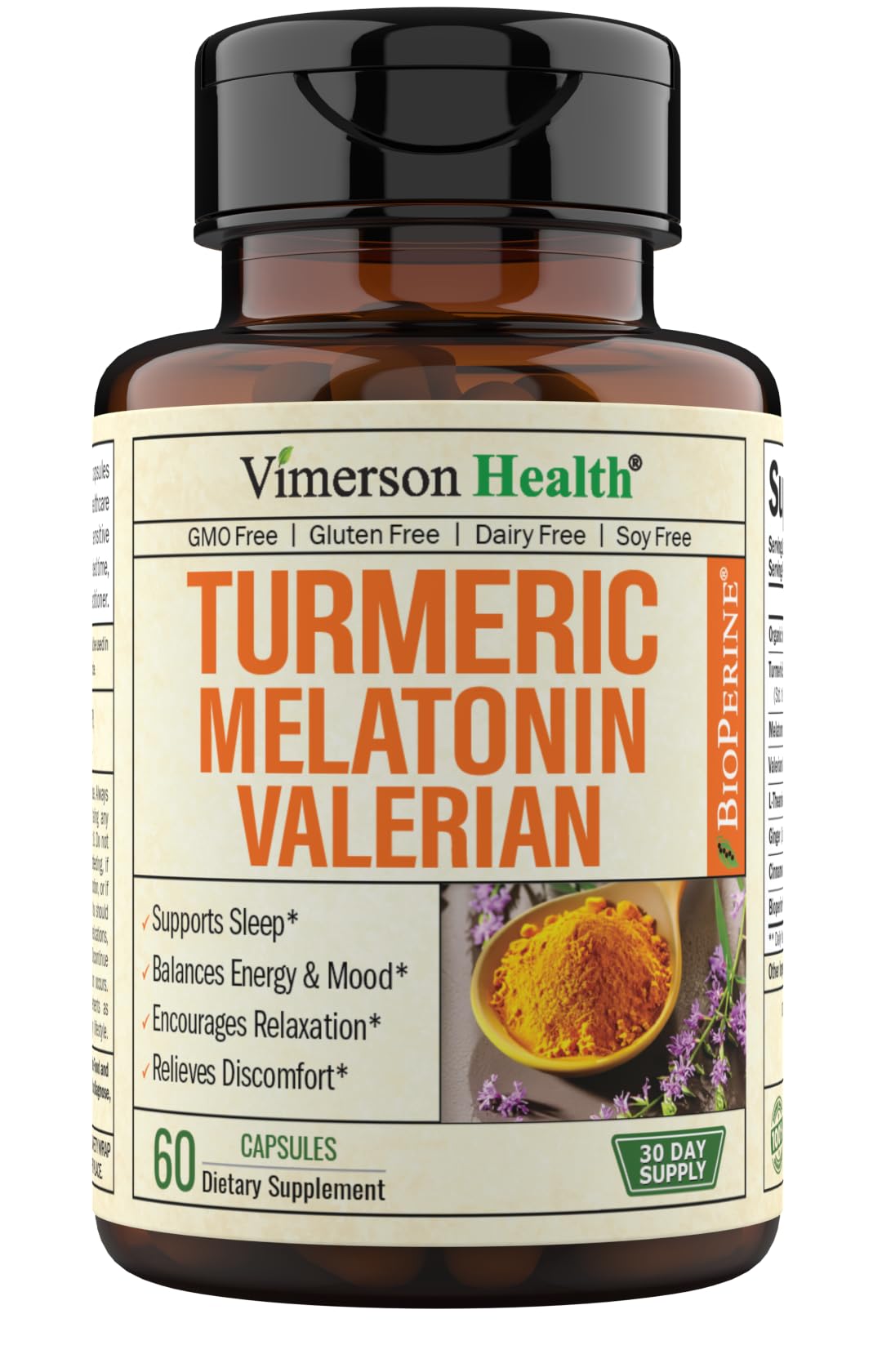 Turmeric, Melatonin & Valerian Root Sleep Aid Supplement. Natural Sleep Aid for Adults - Maple Wellness Supplements