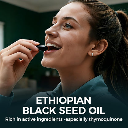 TUVAAZ PURELYNUTRIENT Ethiopian Black Seed Oil Capsules with 4.64% Thymoquinone, Immune Support & Digestion & Energy Booster - Maple Wellness Supplements