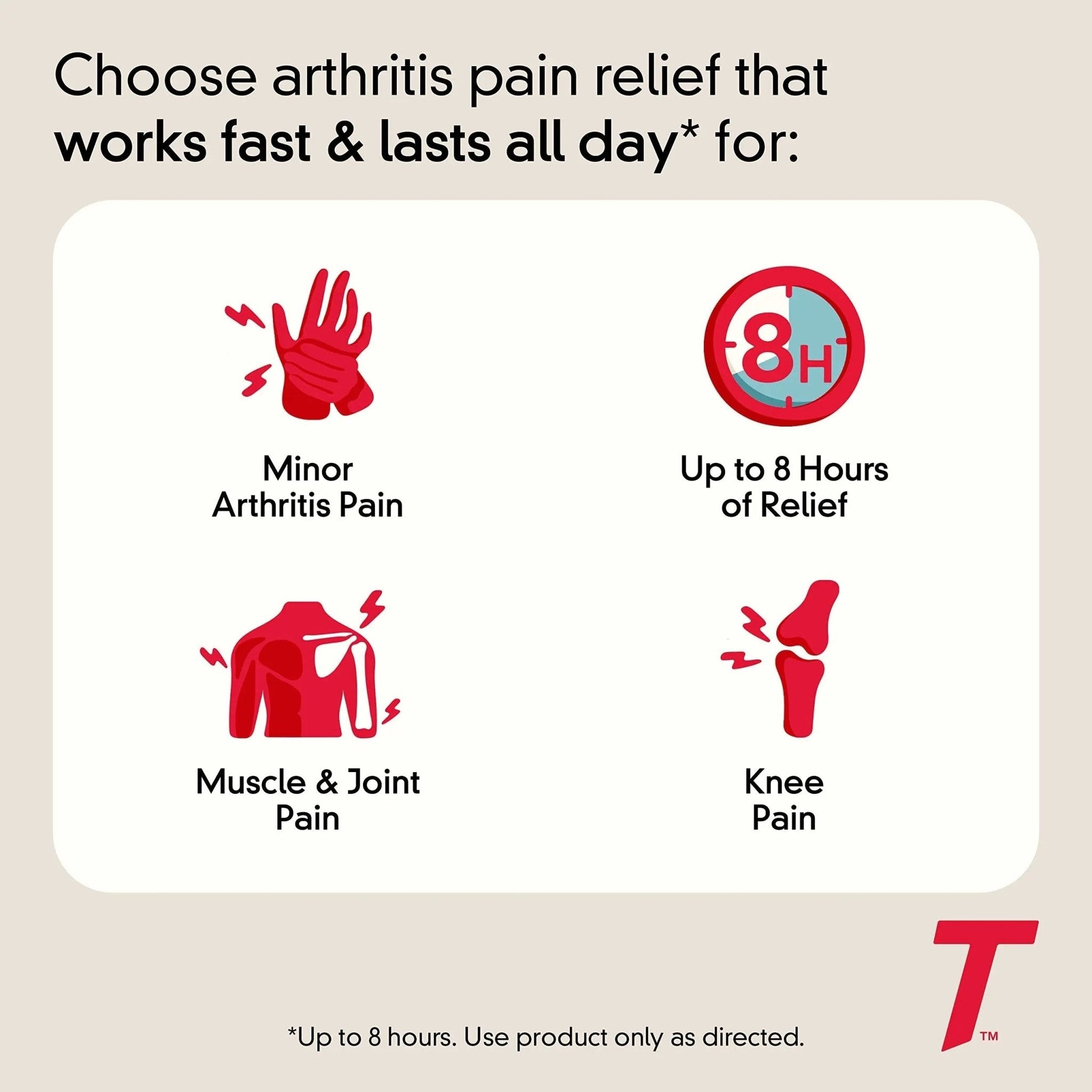 Tylenol 8HR Arthritis Pain Relief Caplets, Fast, Strong Pain Relief, 650 mg Acetaminophen for Minor Arthritis & Joint Pain, Fever Reducer, Extended Release, Won't Irritate Stomach, 100 Count - Maple Wellness Supplements