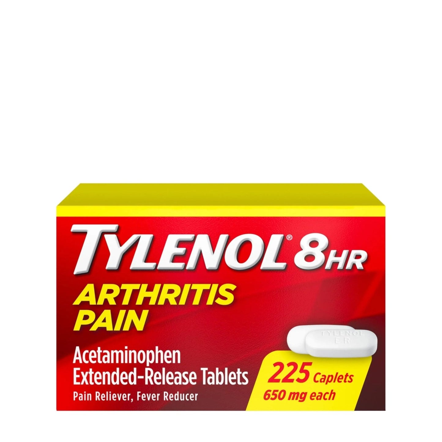 Tylenol Acetaminophen 650 mg Extended Release Caplets, Fast, Strong Pain Relief, 8 Hour Arthritis Pain Relief, Joint Pain Reliever & Fever Reducer, Long-Lasting Relief, Oral Medicine, 225 Count - Maple Wellness Supplements
