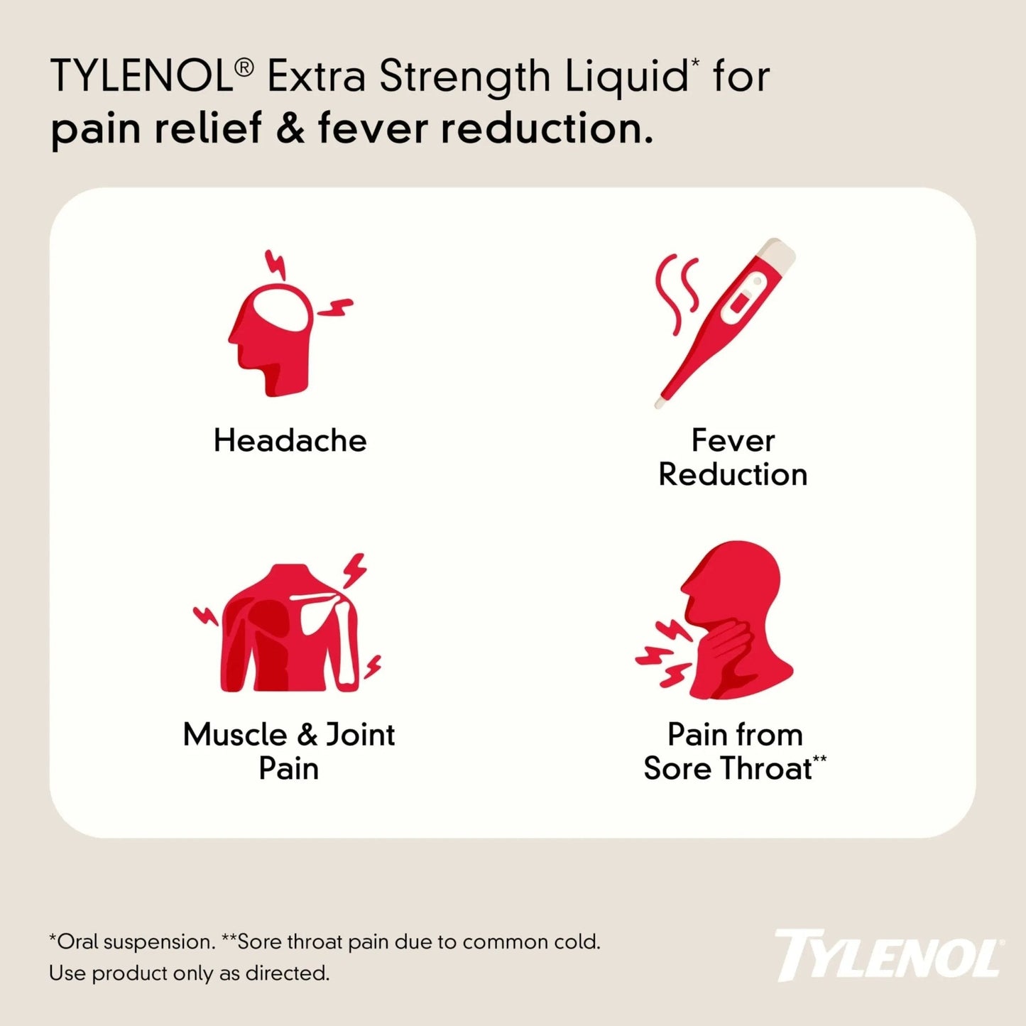 Tylenol Adult Liquid Pain Reliever and Fever Reducer, Extra Strength Liquid Acetaminophen for Fast Pain Relief for Headaches & Other Minor Pain, Cherry Flavor, Dye & Alcohol Free, 8 fl. oz - Maple Wellness Supplements