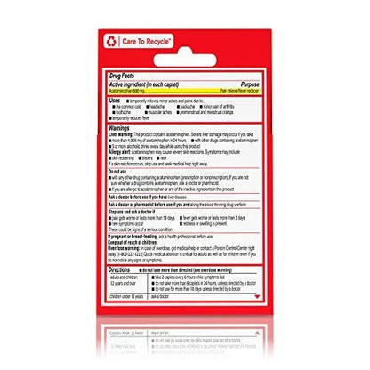 Tylenol Extra Strength 500 mg Acetaminophen Caplets, Pain Reliever & Fever Reducer, Acetaminophen for Minor Arthritis Pain, Headache, Backache & Menstrual Pain Relief, Travel Size, 6 Ct - Maple Wellness Supplements