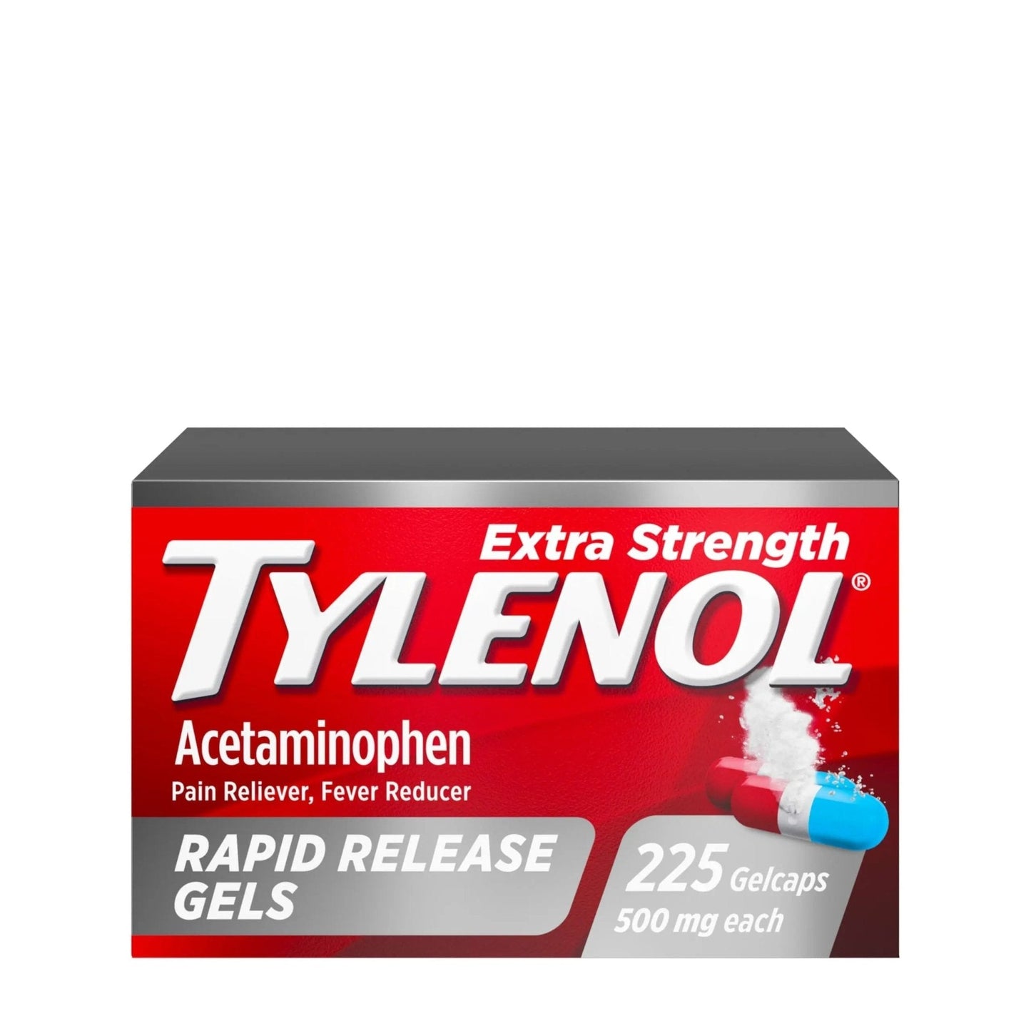 Tylenol Extra Strength Acetaminophen Rapid Release Gels, Fast, Strong Pain Relief, Fever Reducer Medicine, 500 mg Gelcaps with Laser‑Drilled Holes for Fast Release, Value Size, 225 Count - Maple Wellness Supplements