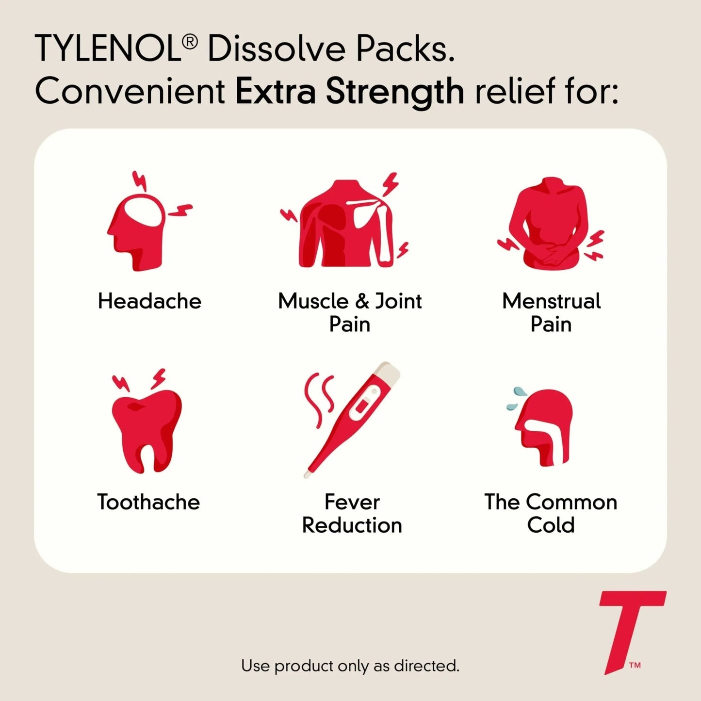 Tylenol Extra Strength Dissolve Powder Packs, 500 mg Acetaminophen Pain Reliever & Fever Reducer Medicine, Fast Relief for Minor Aches & Pains, Ibuprofen- & Aspirin-Free, On-the-Go Berry Flavor, 32 Ct - Maple Wellness Supplements