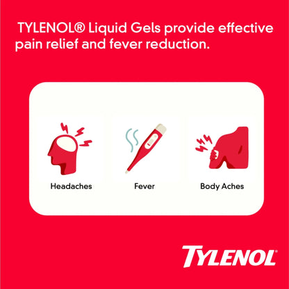 Tylenol Extra Strength Liquid Gels, Fast, Strong Pain Relief, Fever Reducer for Adults with 500 mg Acetaminophen, Fast-Acting Liquid Gel Capsules for Headaches & Minor Pain Relief, 75 Count - Maple Wellness Supplements