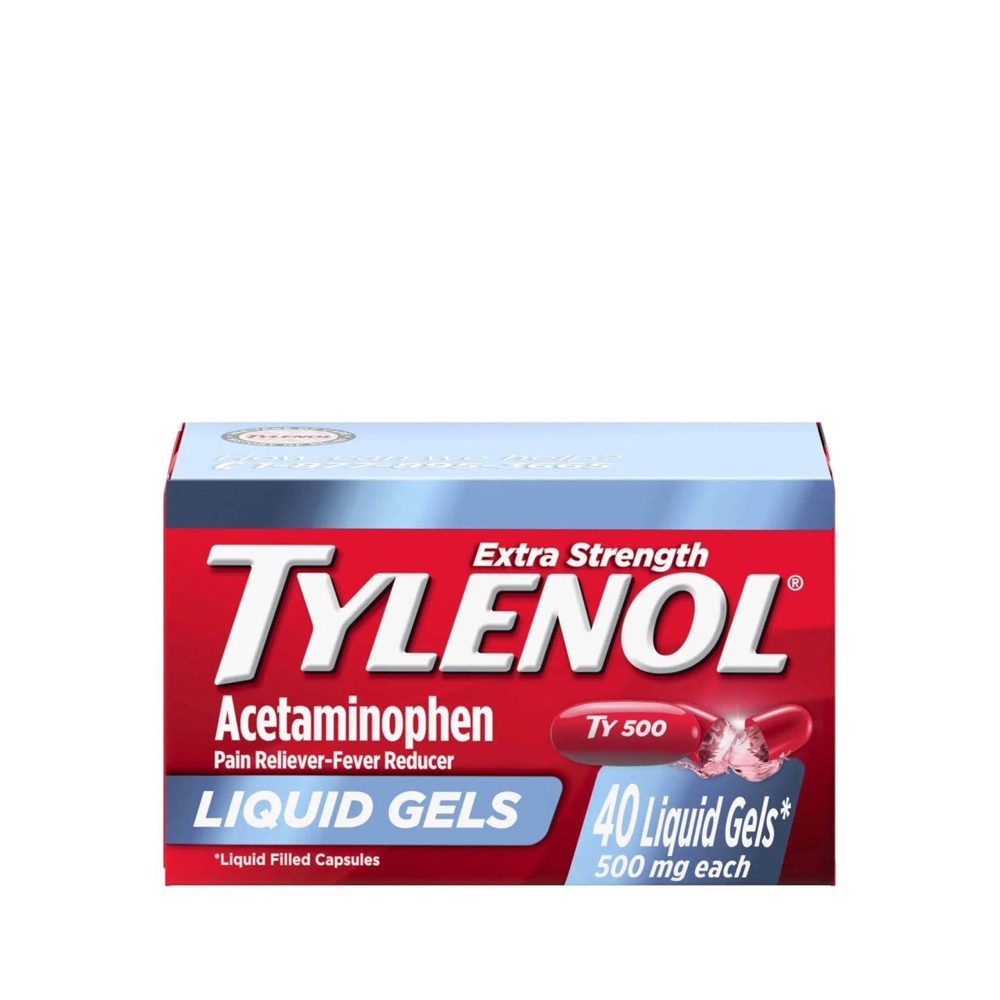 Tylenol Extra Strength Liquid Gels, Fast, Strong Pain Relief, Fever Reducer for Adults with 500 mg Acetaminophen, Fast-Acting Liquid Gel Capsules for Headaches & Minor Pain Relief, 40 Count - Maple Wellness Supplements