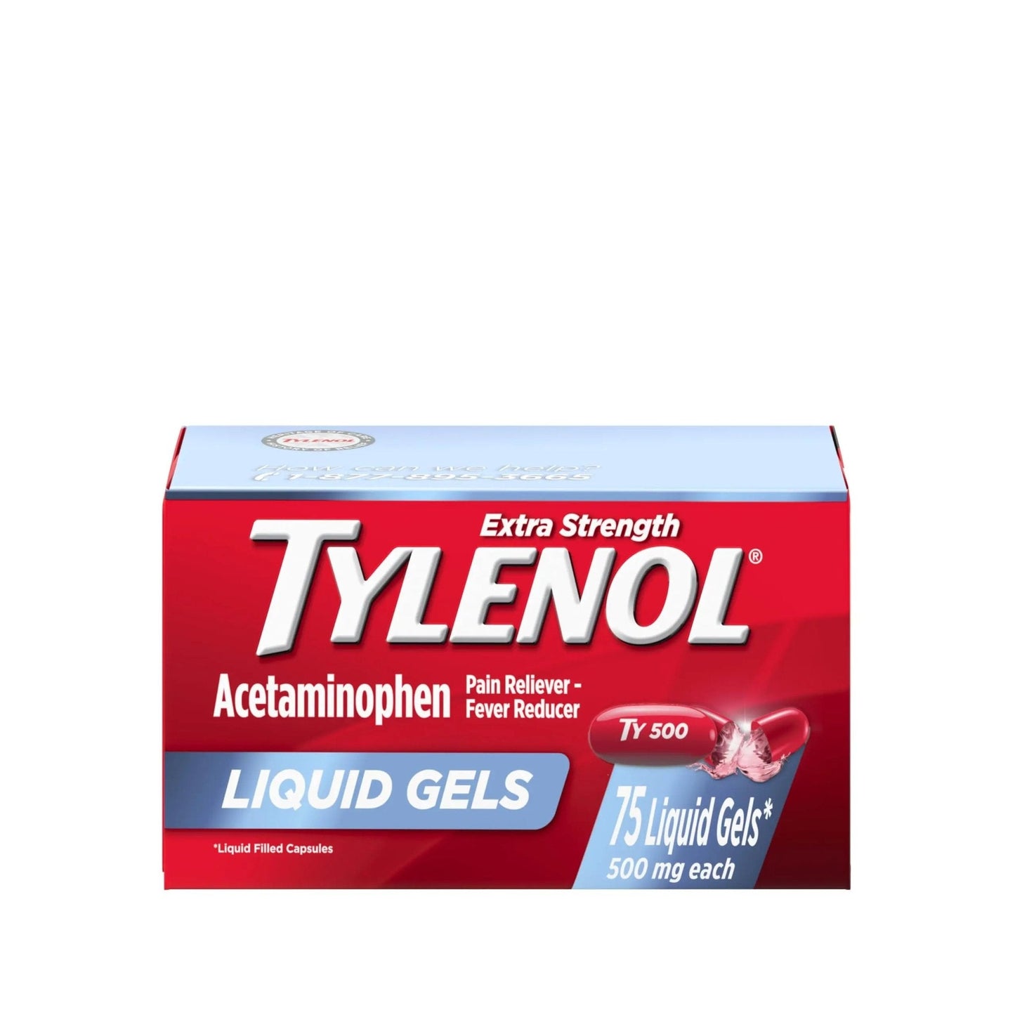 Tylenol Extra Strength Liquid Gels, Fast, Strong Pain Relief, Fever Reducer for Adults with 500 mg Acetaminophen, Fast-Acting Liquid Gel Capsules for Headaches & Minor Pain Relief, 75 Count - Maple Wellness Supplements