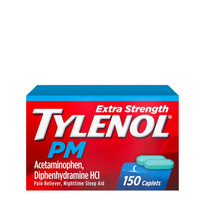 Tylenol PM Extra Strength Nighttime Pain Reliever & Sleep Aid Caplets, 500 mg Acetaminophen & 25 mg Diphenhydramine HCl, Relief for Nighttime Aches & Pains, Non-Habit Forming, 150 ct - Maple Wellness Supplements