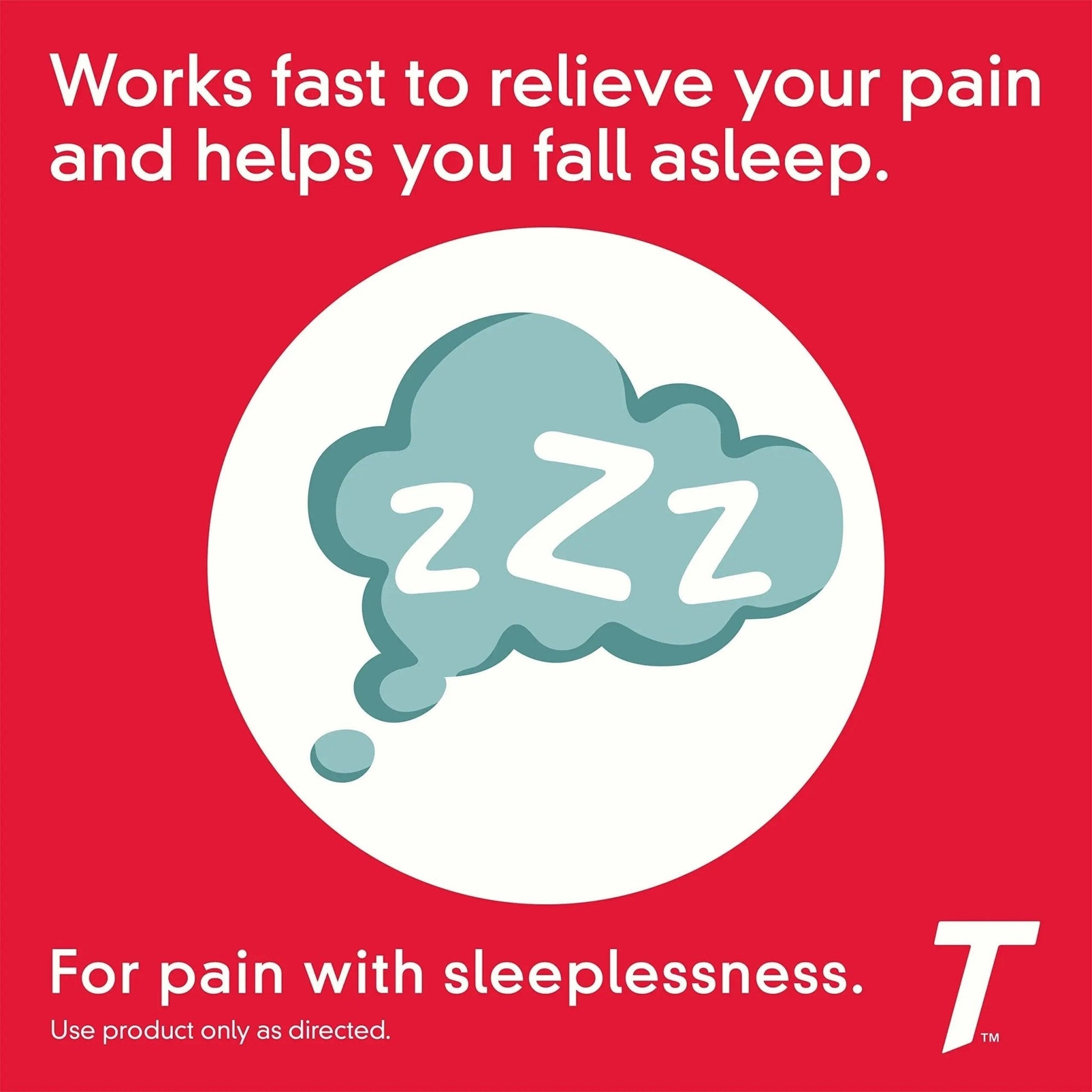 Tylenol PM Extra Strength Nighttime Pain Reliever & Sleep Aid Caplets, Fast, Strong Pain Relief, 500 mg Acetaminophen & 25 mg Diphenhydramine HCl, Non-Habit Forming Medicine for Aches & Cramps, 100 Ct - Maple Wellness Supplements