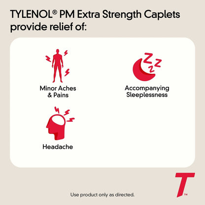 Tylenol PM Extra Strength Nighttime Pain Reliever Sleep Aid Caplets with Acetaminophen & Diphenhydramine HCl, Relief for Nighttime Aches & Pains, Travel Size, 50 Packs of 2 Caplets - Maple Wellness Supplements