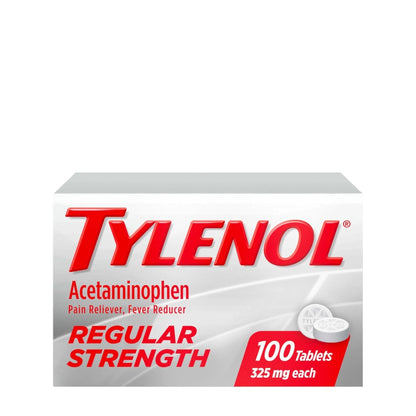 Tylenol Regular Strength Tablets with 325 mg of Acetaminophen, Fever Reducer & Pain Reliever for Headache, Backache, Muscle Aches, Joint Pain & Menstrual Cramps, 100 ct - Maple Wellness Supplements