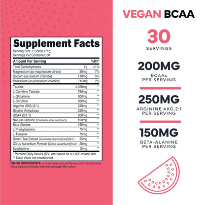 Type Zero AminoBurn (Watermelon Flavored) - Vegan Amino Acids BCAA Drink Sugar-Free Energy Drink Powder & Amino Acids Supplement - Natural Energy - Maple Wellness Supplements