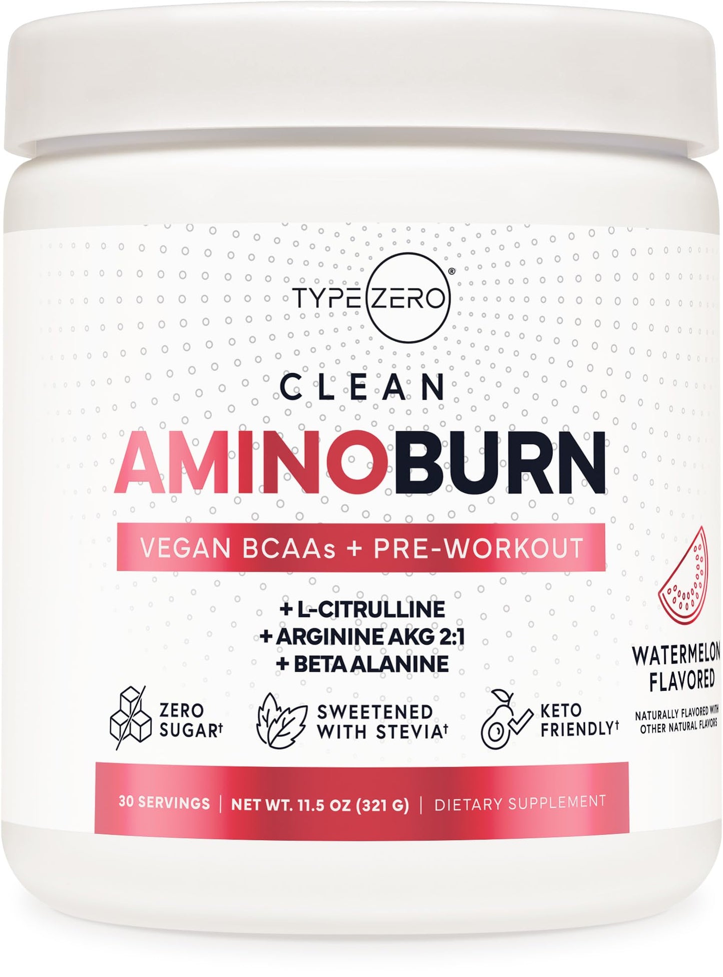 Type Zero AminoBurn (Watermelon Flavored) - Vegan Amino Acids BCAA Drink Sugar-Free Energy Drink Powder & Amino Acids Supplement - Natural Energy - Maple Wellness Supplements