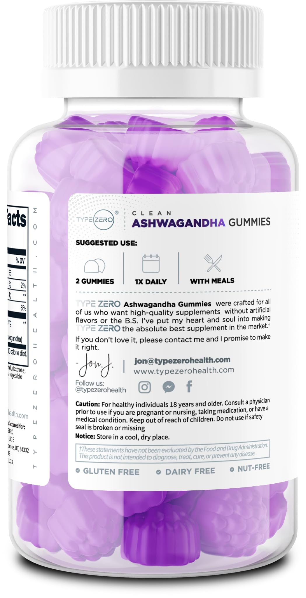 Type Zero Ashwagandha Gummies 1,200mg, 60 Gummies - Ashwagandha Herbal Extract Supplement - 30 Servings, Gluten Free, Non-GMO - Maple Wellness Supplements