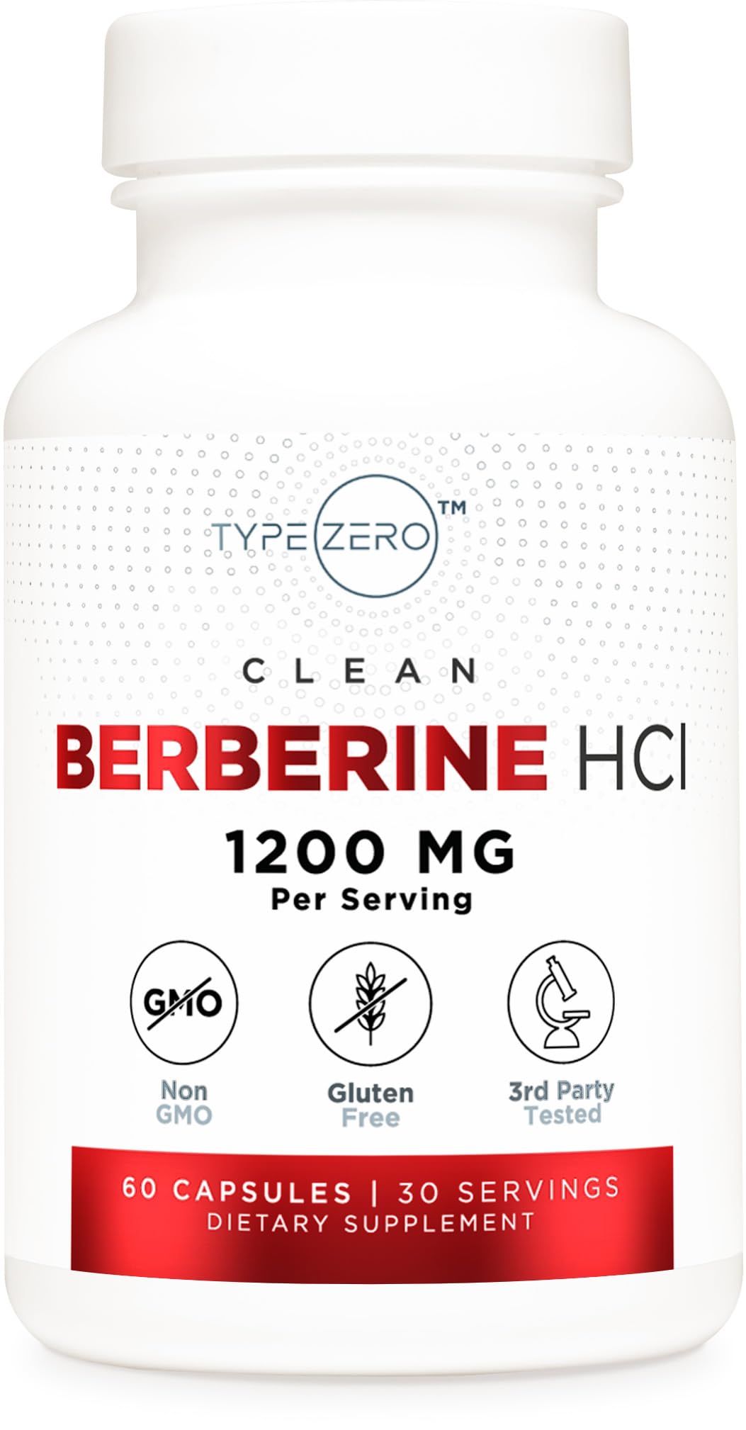 Type Zero Berberine HCL 1200mg 60 Capsules - Clean, Non-GMO, Gluten Free Supplement - Maple Wellness Supplements