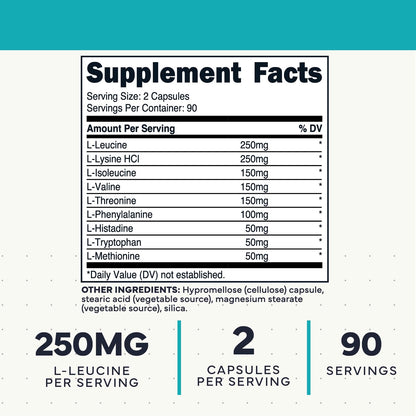 Type Zero Clean EAA Capsules (1,200mg per Serving), Essential Amino Acids Supplement with 9 EAAs, 180 Capsules, 90 Servings - Maple Wellness Supplements