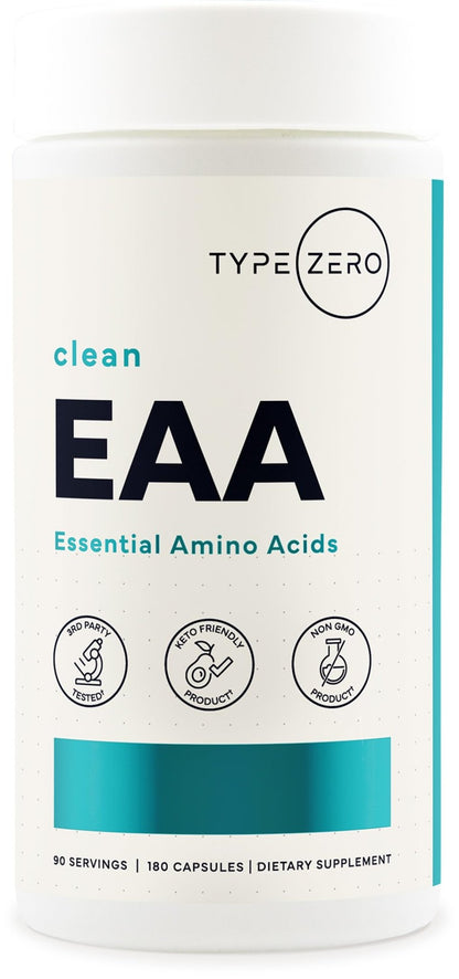 Type Zero Clean EAA Capsules (1,200mg per Serving), Essential Amino Acids Supplement with 9 EAAs, 180 Capsules, 90 Servings - Maple Wellness Supplements