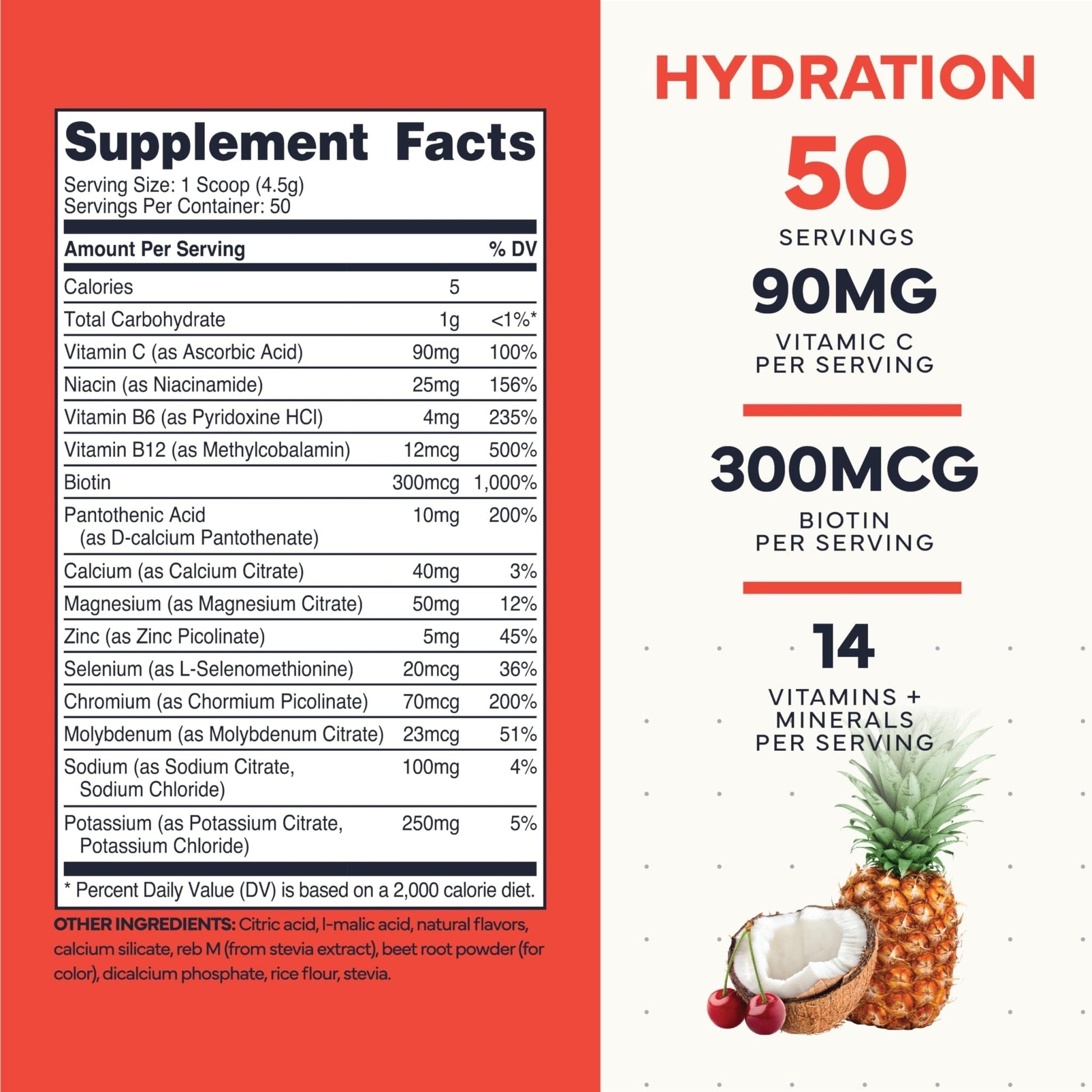 Type Zero Clean Electrolytes Hydration Powder Drink Mix + 14 Essential Vitamins & Minerals - Sugar Free, Zero Artificial Ingredients - Fruit Punch, 50 Servings - Maple Wellness Supplements