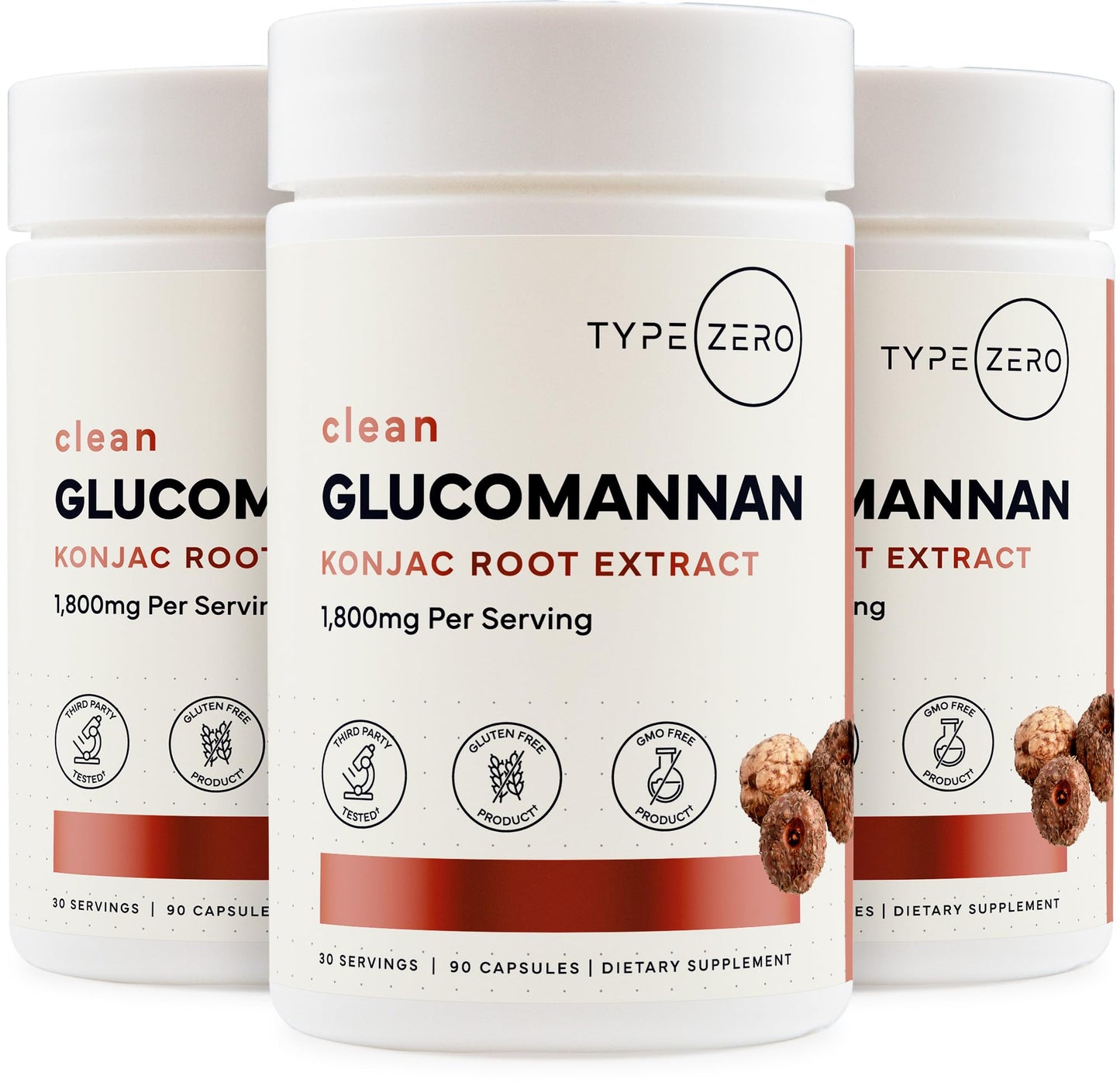 Type Zero Clean Glucomannan Konjac Root Extract (90 Capsules)(1,800 MG Per Serving) - 30 Servings, Non-GMO, Gluten Free - Maple Wellness Supplements