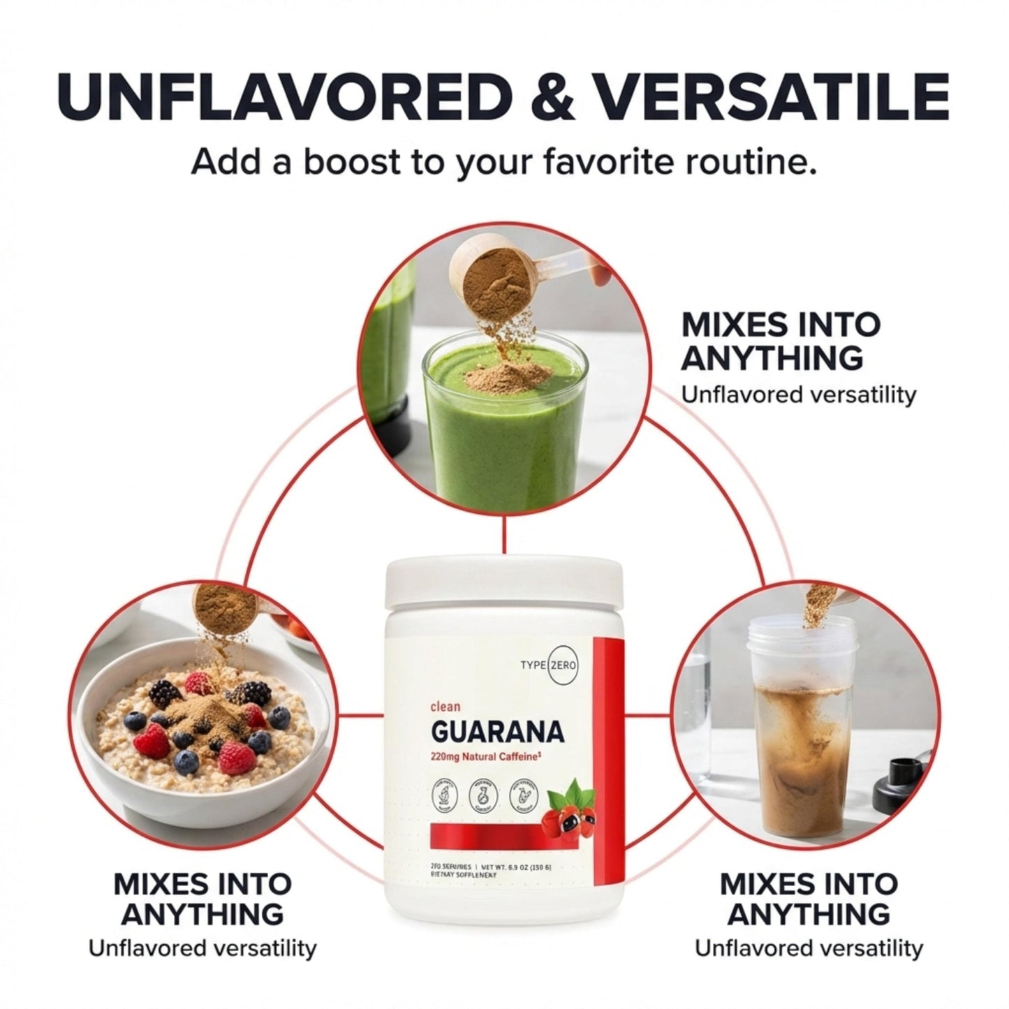 Type Zero Clean Guarana Powder Drink Mix (250 Servings, Unflavored) - 220 MG Caffeine Per Serving, Natural Caffeine, Non GMO, Gluten Free - Maple Wellness Supplements