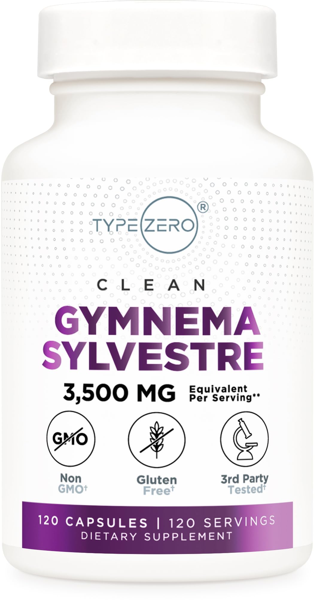Type Zero Clean Gymnema Sylvestre 3,500mg Equivalent from 175mg of 20:1 Extract Per Serving, 120 Capsules for 120 Servings Per Bottle, Non-GMO. Gluten Free - Maple Wellness Supplements