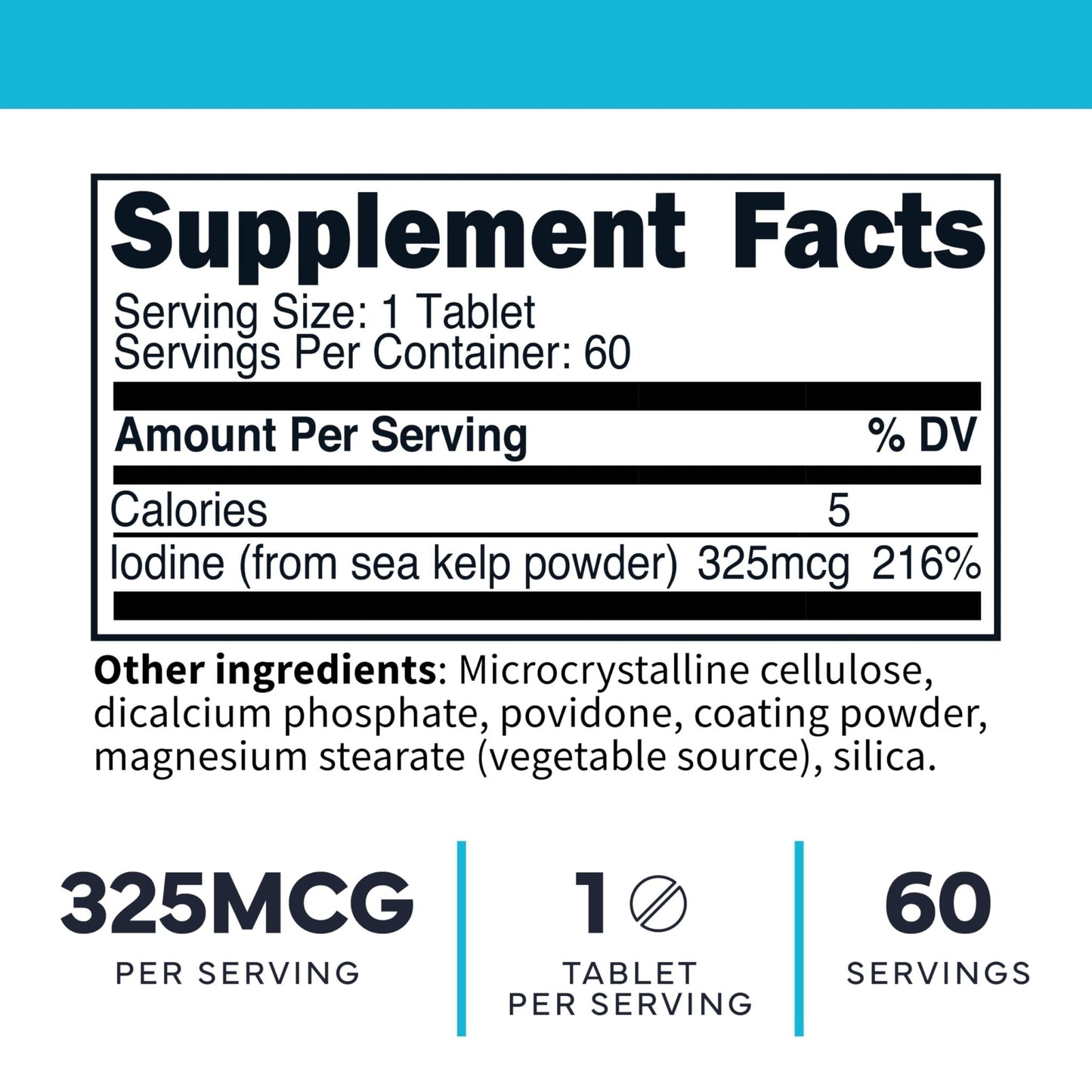 Type Zero Clean Iodine Tablets (60 Servings, 325 MCG Per Serving) - from Sea Kelp, Non-GMO, Gluten Free - Maple Wellness Supplements
