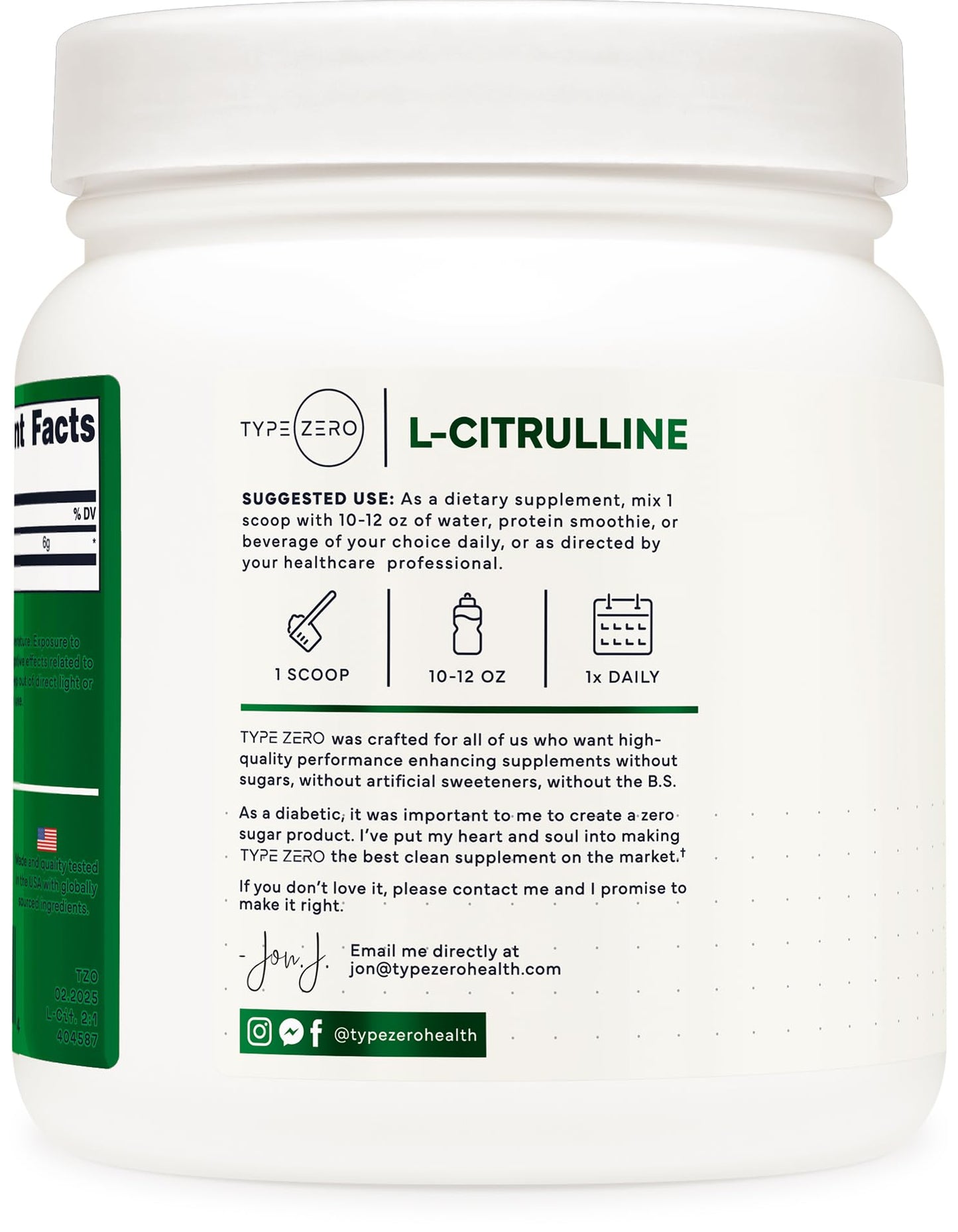 Type Zero Clean L-Citrulline Malate 2:1 Powder Drink Mix (500g, Unflavored) (83 Servings) - Keto Friendly, Gluten Free, Non-GMO - Maple Wellness Supplements