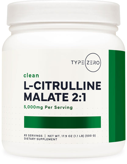 Type Zero Clean L-Citrulline Malate 2:1 Powder Drink Mix (500g, Unflavored) (83 Servings) - Keto Friendly, Gluten Free, Non-GMO - Maple Wellness Supplements
