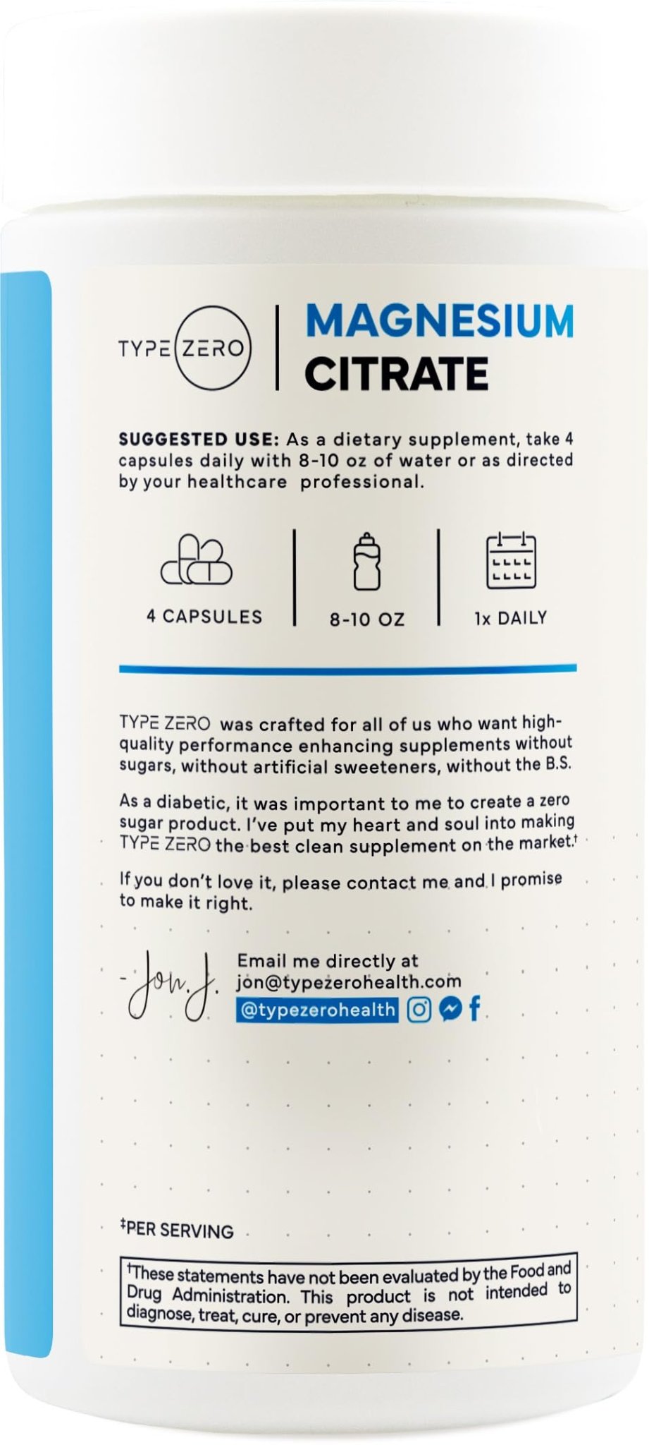 Type Zero Clean Magnesium Citrate Capsules (420mg Per Serving - 200 Capsules) Pure Magnesium Citrate Supplement, Non-GMO - Gluten Free, 50 Servings - Maple Wellness Supplements