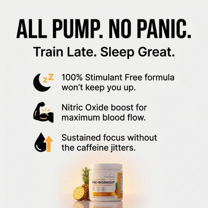 Type Zero Clean Stim Free Pre Workout Powder + Nitric Oxide Booster with L-Citrulline Malate, Arginine AKG, Beta Alanine - Caffeine & Stimulant Free - Pineapple Mango Flavor, 21 Servings - Maple Wellness Supplements