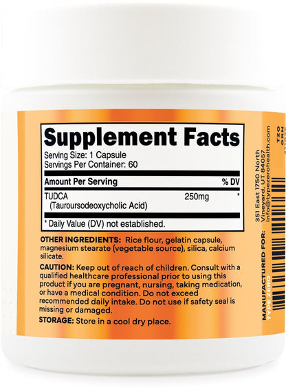 Type Zero Clean TUDCA Capsules 250mg - Pure Tauroursodeoxycholic Acid Supplement - Bile Salt Derivative - 60 Capsules, 60 Servings - Maple Wellness Supplements
