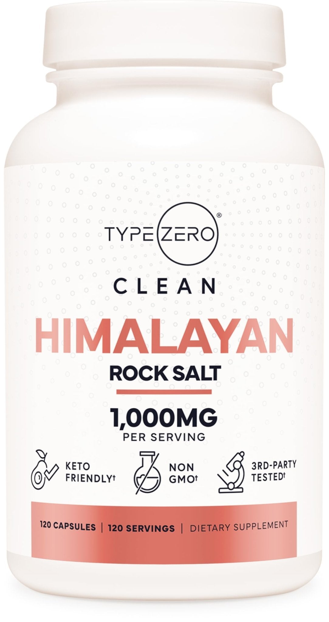Type Zero Himalayan Rock Salt Capsules (120 Capsules) (1000mg per Serving) - Maple Wellness Supplements