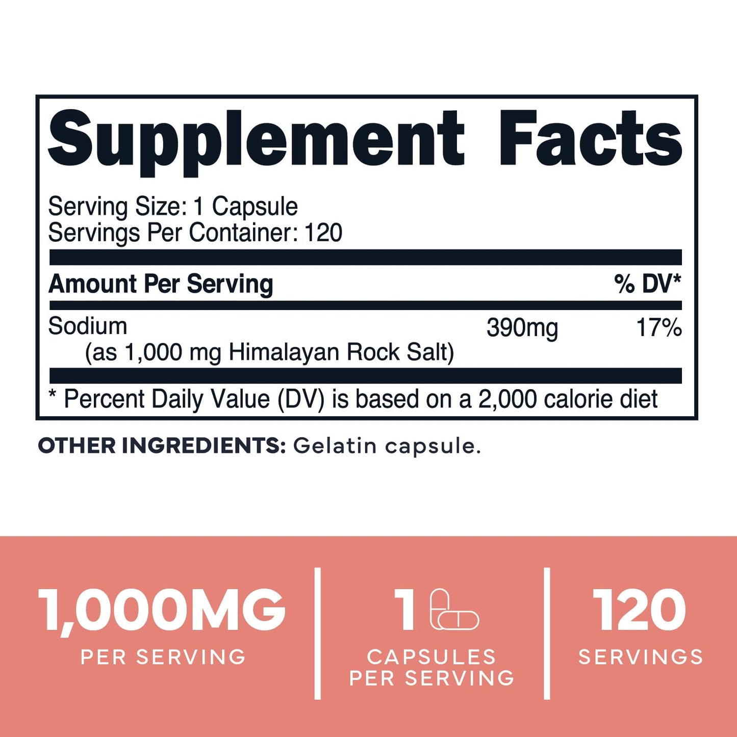 Type Zero Himalayan Rock Salt Capsules (120 Capsules) (1000mg per Serving) - Maple Wellness Supplements