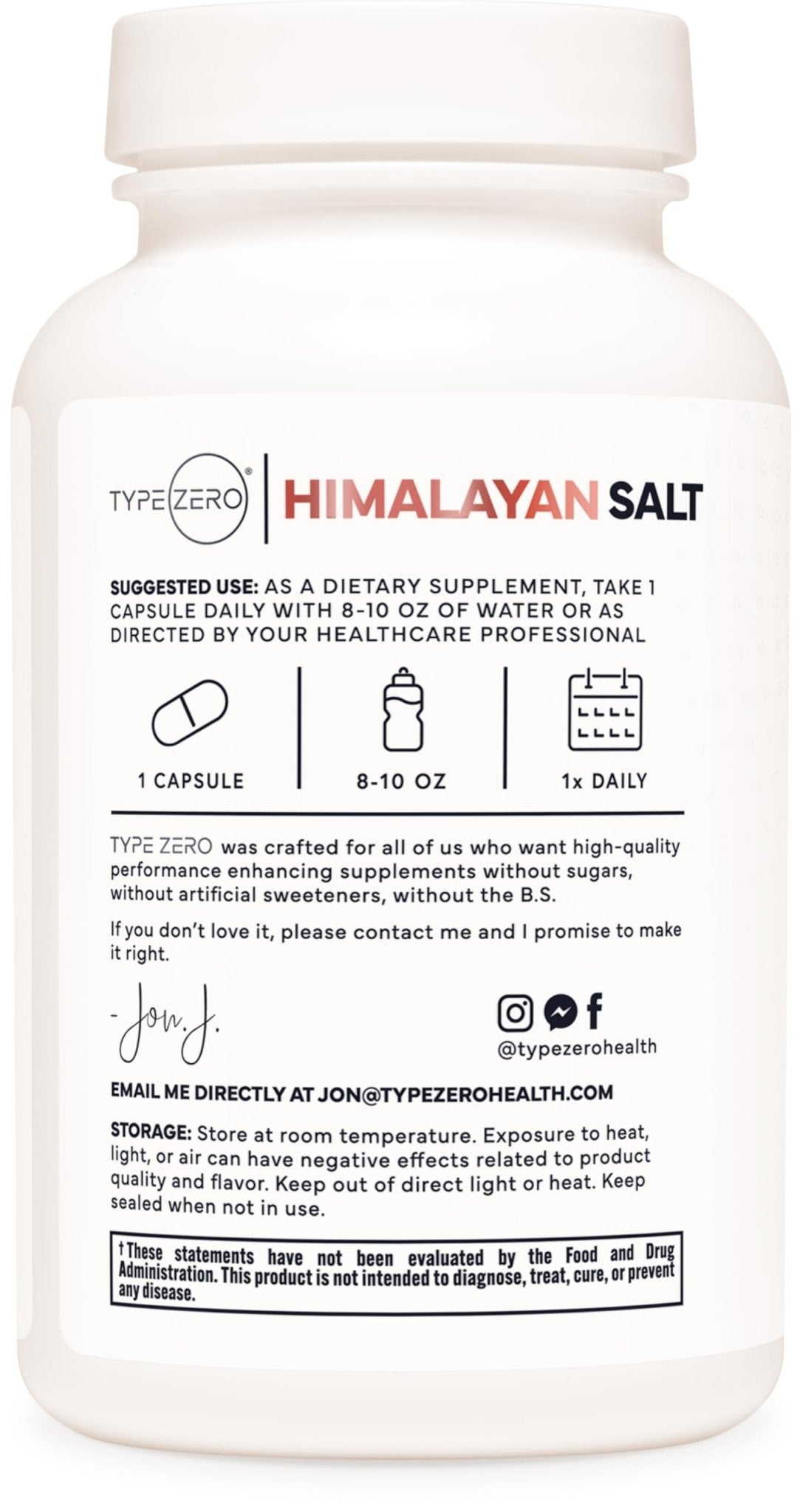 Type Zero Himalayan Rock Salt Capsules (120 Capsules) (1000mg per Serving) - Maple Wellness Supplements