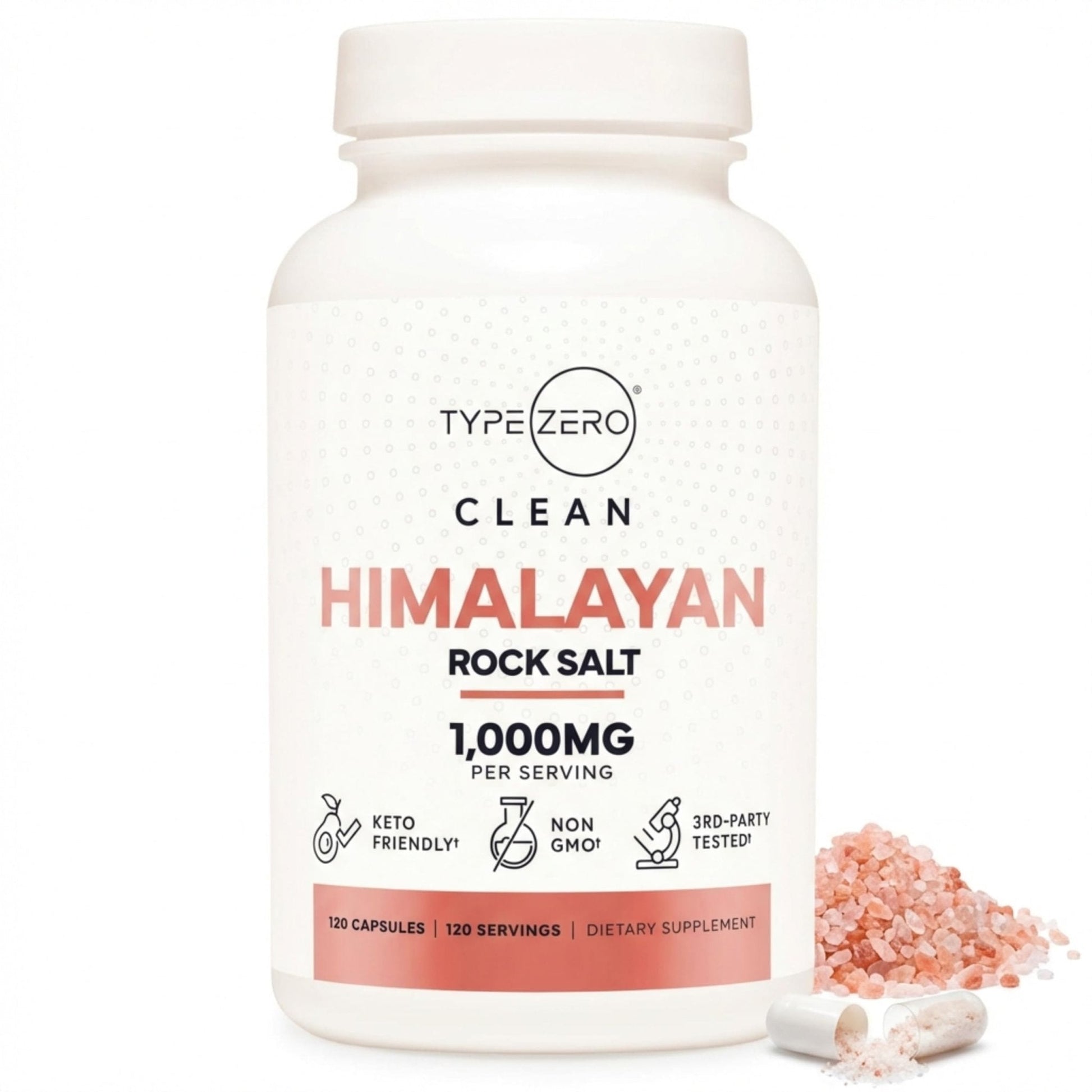 Type Zero Himalayan Rock Salt Capsules (120 Capsules) (1000mg per Serving) - Maple Wellness Supplements