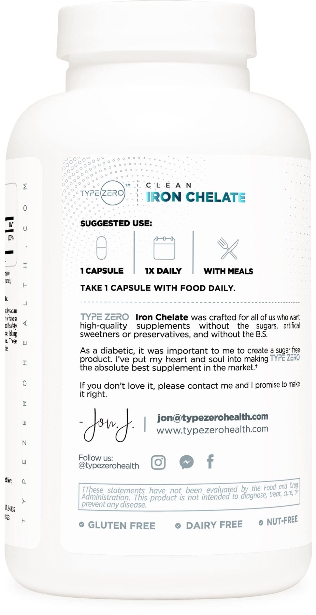 Type Zero Iron Chelate Capsules (18 MG, 240 CAPS) from Ferrochel Ferrous Bisglycinate Chelate - Non-GMO and Gluten Free - Maple Wellness Supplements
