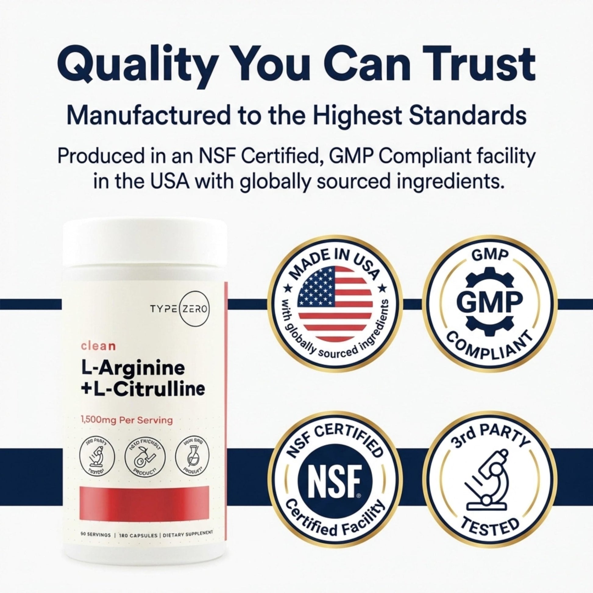 Type Zero L-Arginine + L-Citrulline Supplement (1500mg) - Nitric Oxide Booster - Clean, Keto-Friendly, GMO-Free, 180 Capsules, 90 Servings - Maple Wellness Supplements