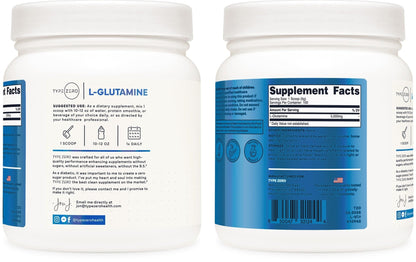 Type Zero L-Glutamine Powder (500G) 3-Month Supply Pure L-Glutamine Supplement - Vegan, Gluten Free, No Fillers - Maple Wellness Supplements