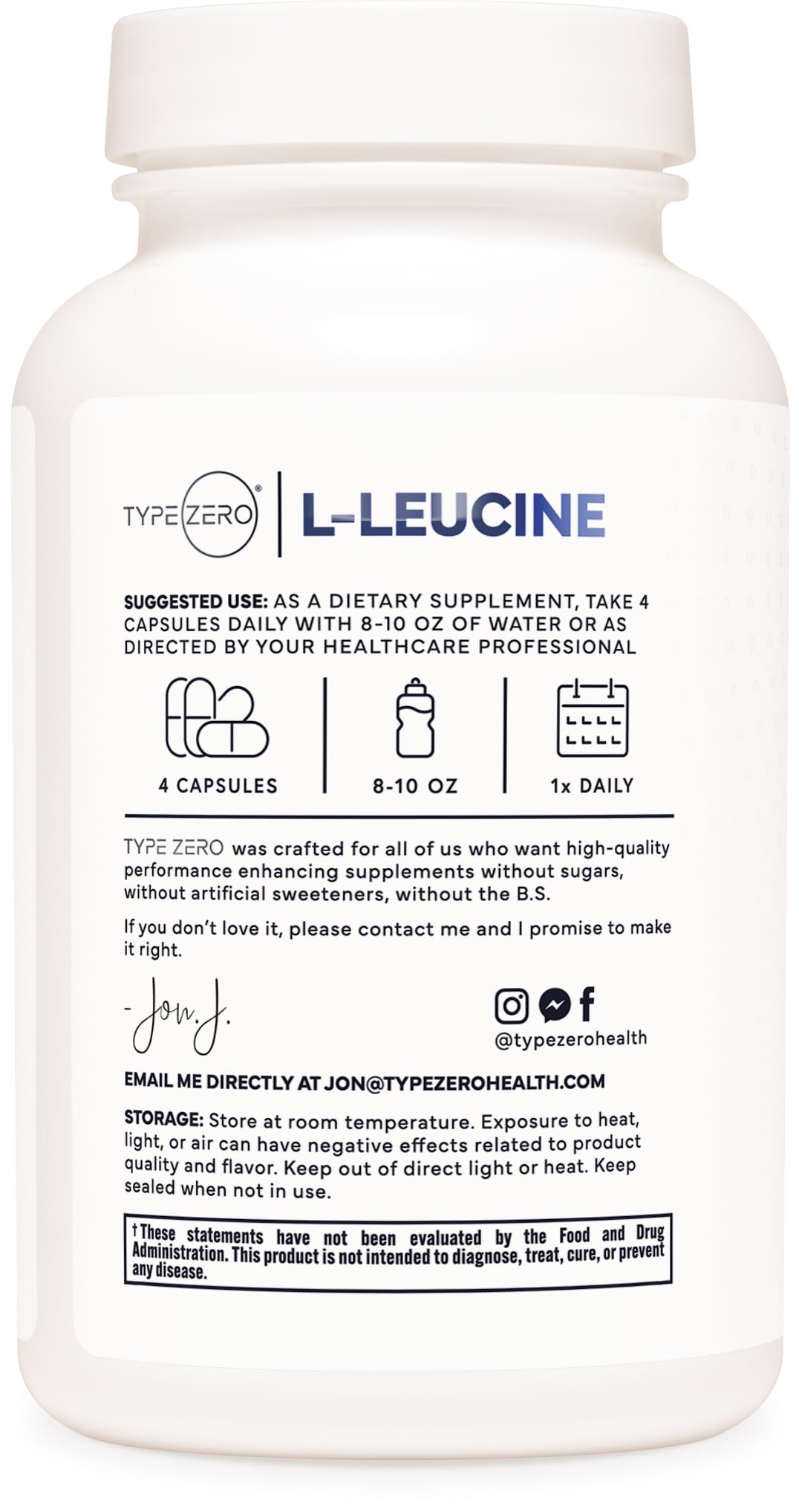 Type Zero L-Leucine Capsules (2000mg per Serving) 120 Capsules - 30 Servings - Maple Wellness Supplements