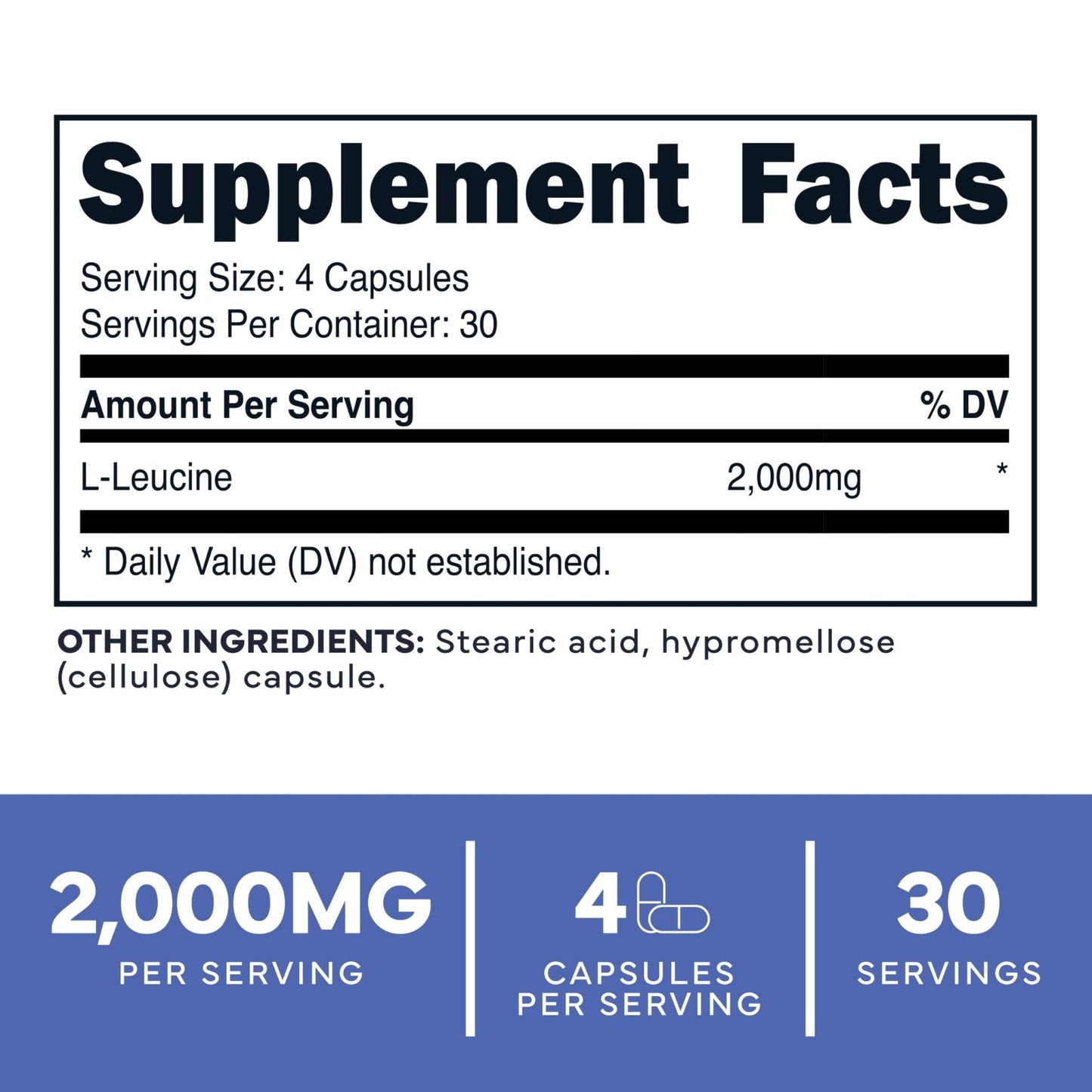 Type Zero L-Leucine Capsules (2000mg per Serving) 120 Capsules - 30 Servings - Maple Wellness Supplements