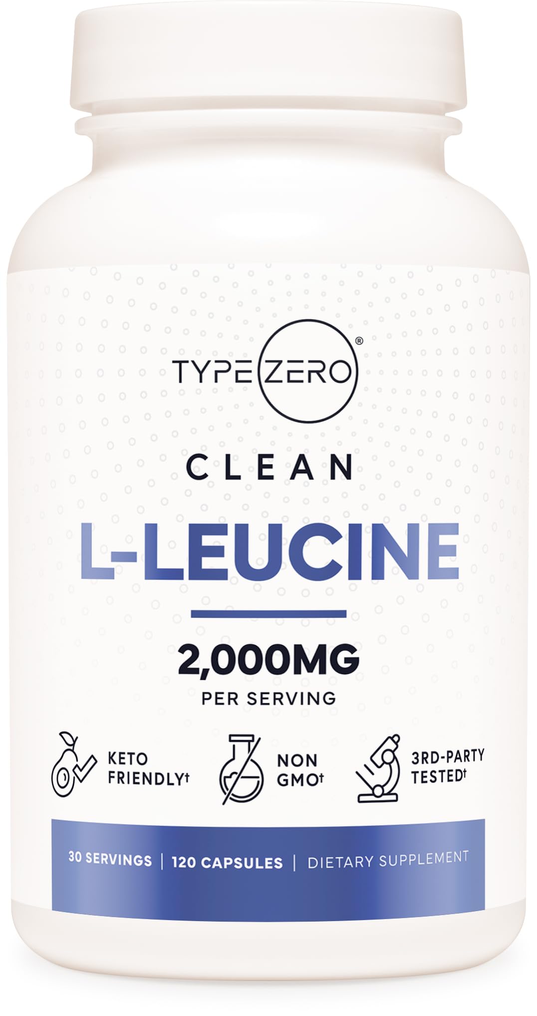 Type Zero L-Leucine Capsules (2000mg per Serving) 120 Capsules - 30 Servings - Maple Wellness Supplements