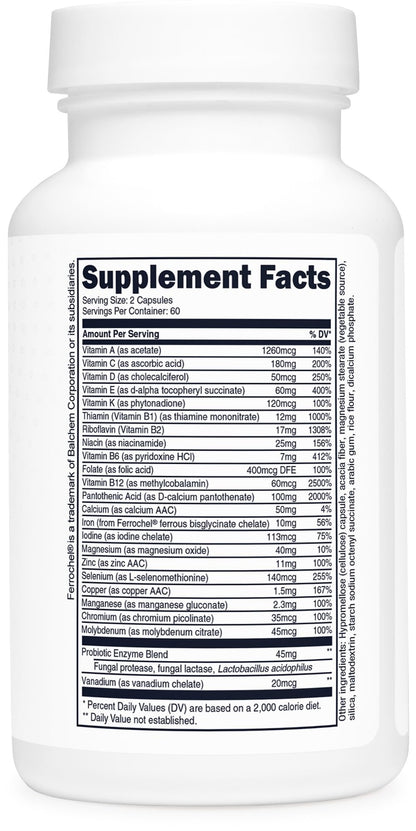 Type Zero Multivitamin Capsules (120 Capsules) (1300 mg) - with Probiotics + 22 Vitamins and Minerals, GMO-Free - Maple Wellness Supplements