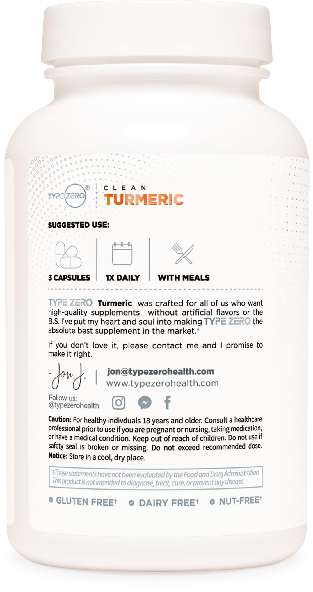 Type Zero Turmeric with Bioperine (120 Capsules) (2300mg per Serving) - GMO Free, Gluten Free, 3rd Party Tested - Maple Wellness Supplements