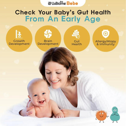 U2Biome Bebe Baby Gut Microbiome Test Kit, at-Home Collection Kit, Health Indicators for Growth & Development & Allergy, Personalized Report & Probiotics Recommendations, from 0 to 60 Months - Maple Wellness Supplements