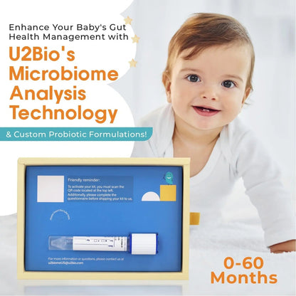 U2Biome Bebe Baby Gut Microbiome Test Kit, at-Home Collection Kit, Health Indicators for Growth & Development & Allergy, Personalized Report & Probiotics Recommendations, from 0 to 60 Months - Maple Wellness Supplements